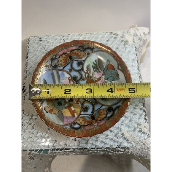 Vintage Japanese Hand Painted Moriage Gold Gilt Detail Plate Trinket Dish - Picture 7 of 7